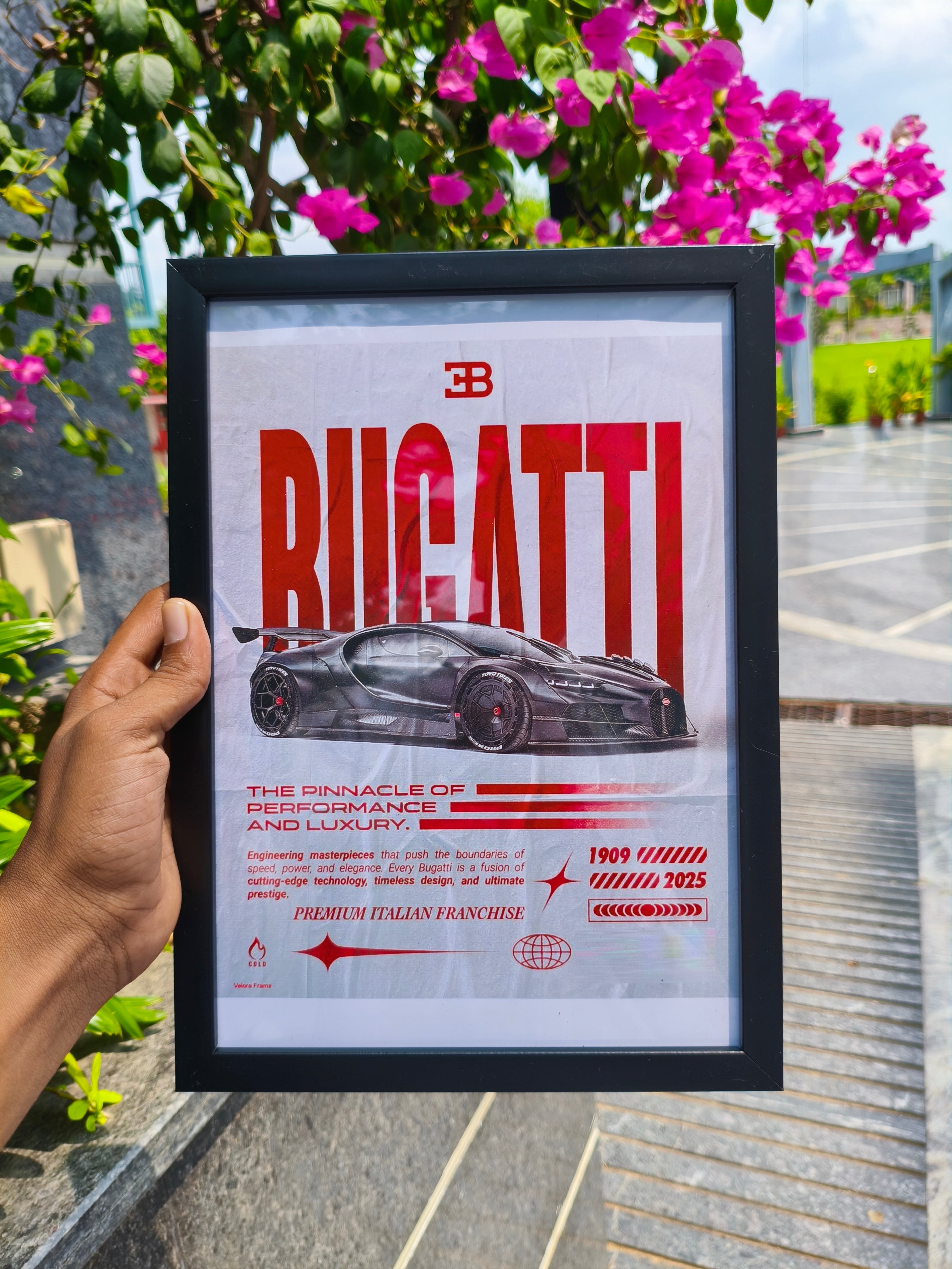 Bugatti Chiron hypercar frame a4 size