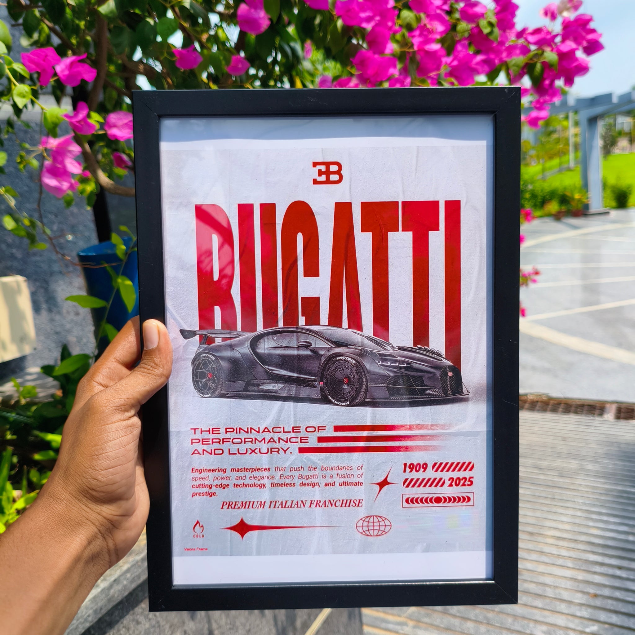 Bugatti Chiron hypercar frame a4 size