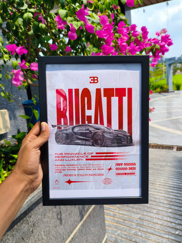 Bugatti Chiron hypercar frame a4 size