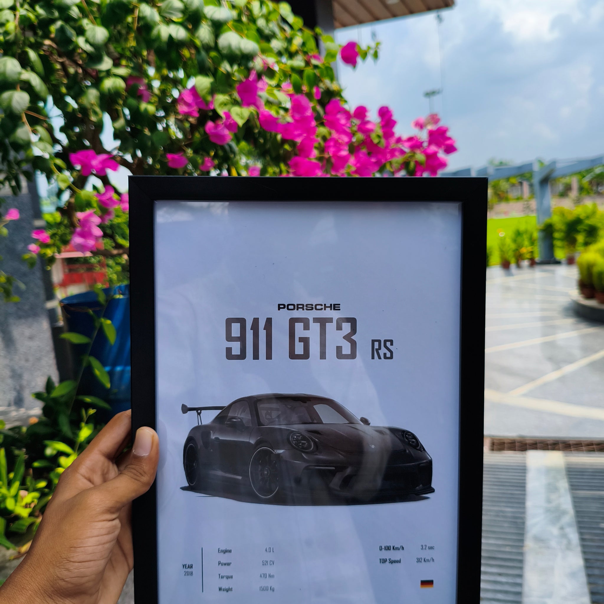 Porche 911 GT3rs primium a4 size wall frame