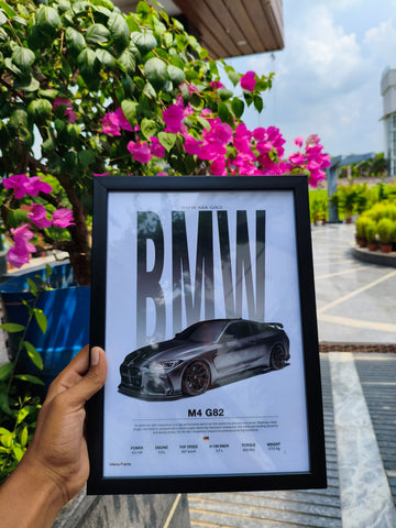 BMW M4 G82 Premium Wall Frame a4 size