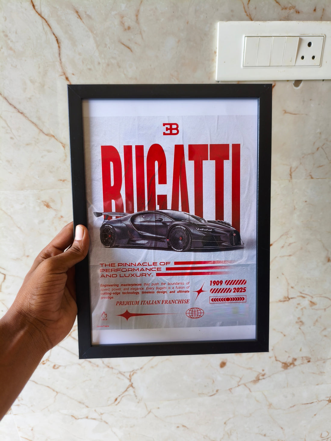 Bugatti Chiron hypercar frame a4 size