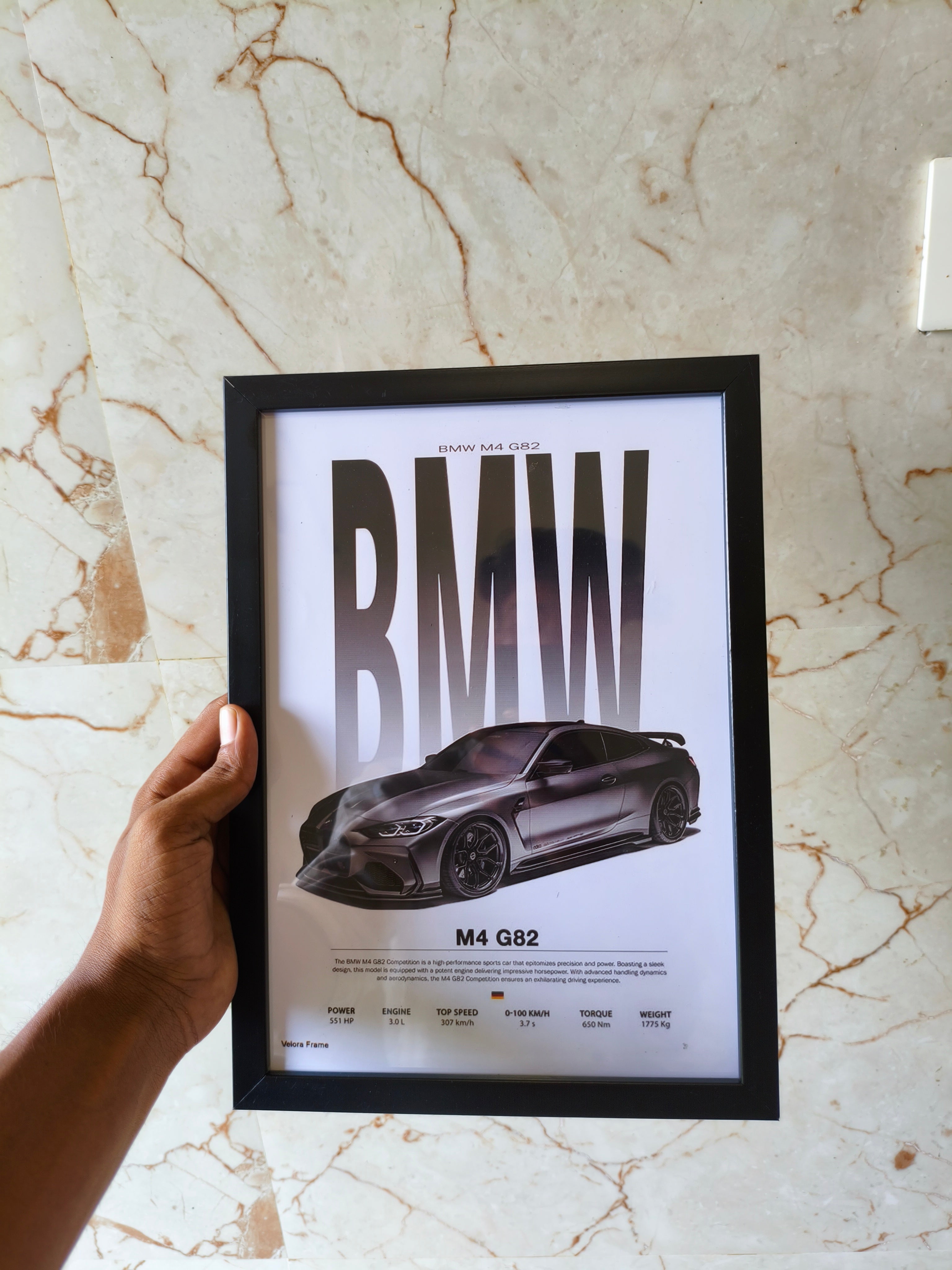 BMW M4 G82 Premium Wall Frame a4 size