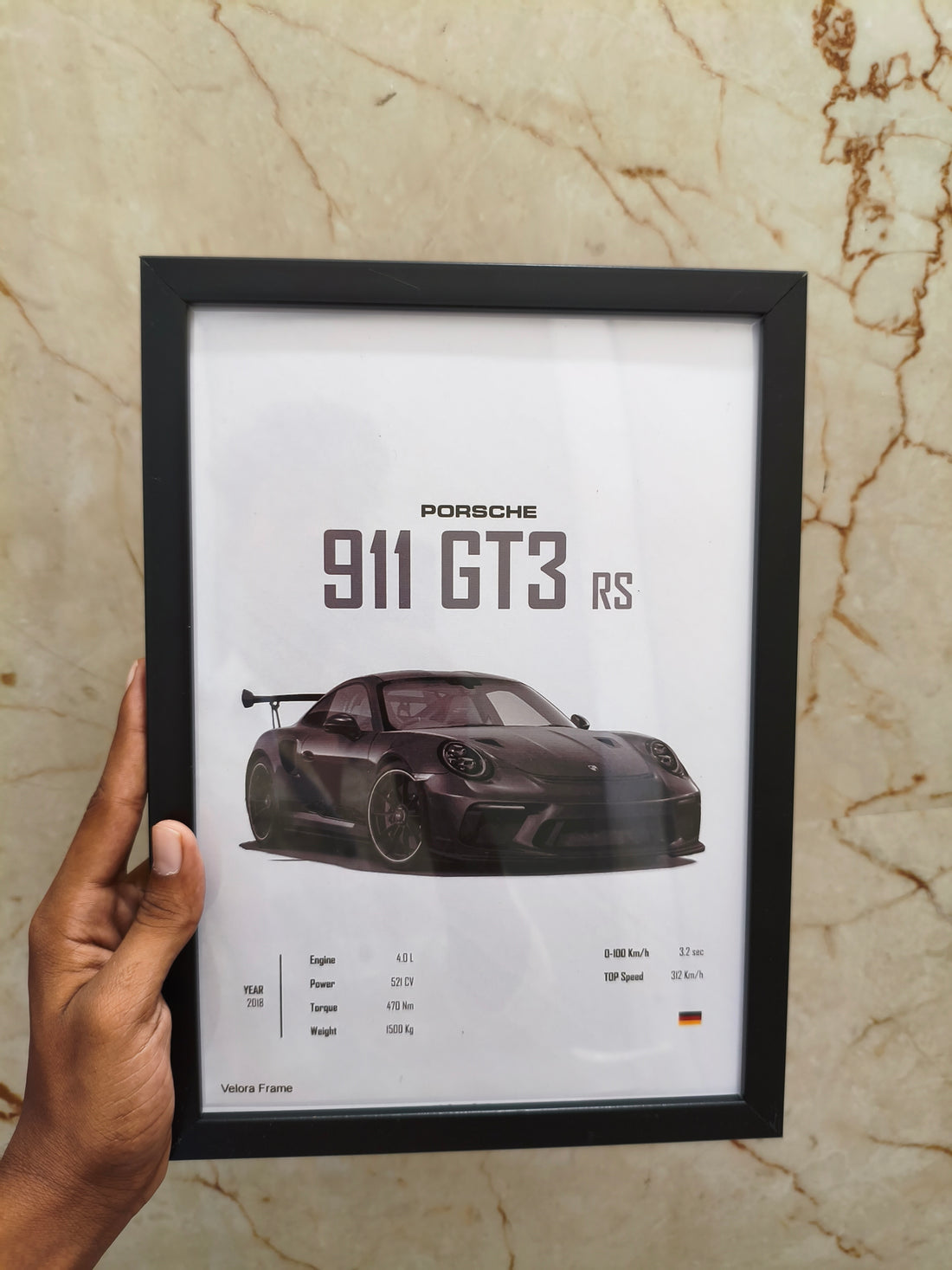 Porche 911 GT3rs primium a4 size wall frame