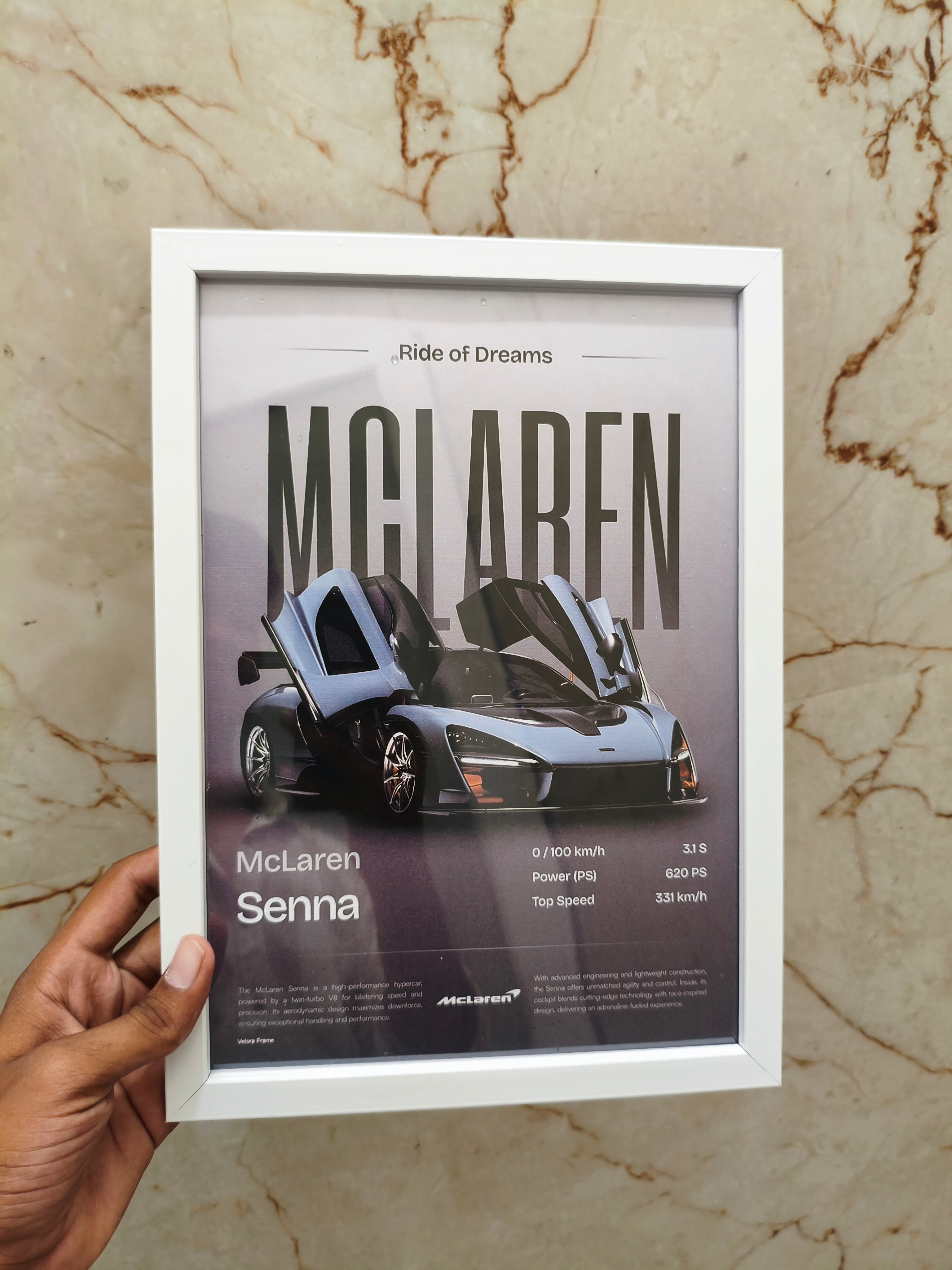 McLaren senna primium a4 size wall frame