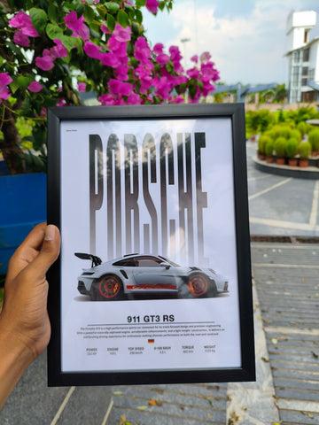 PORSCHE 911 GT3 RS PREMIUM FRAME A4 SIZE