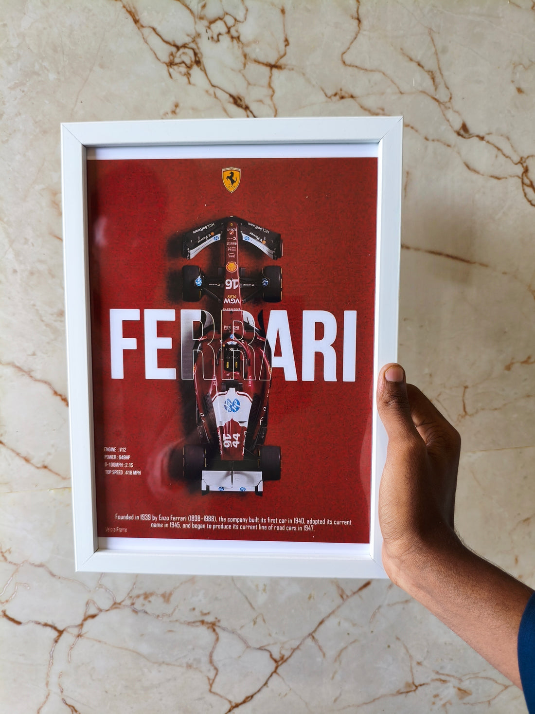 Ferrari F1 Racing Car premium Frame a4 size