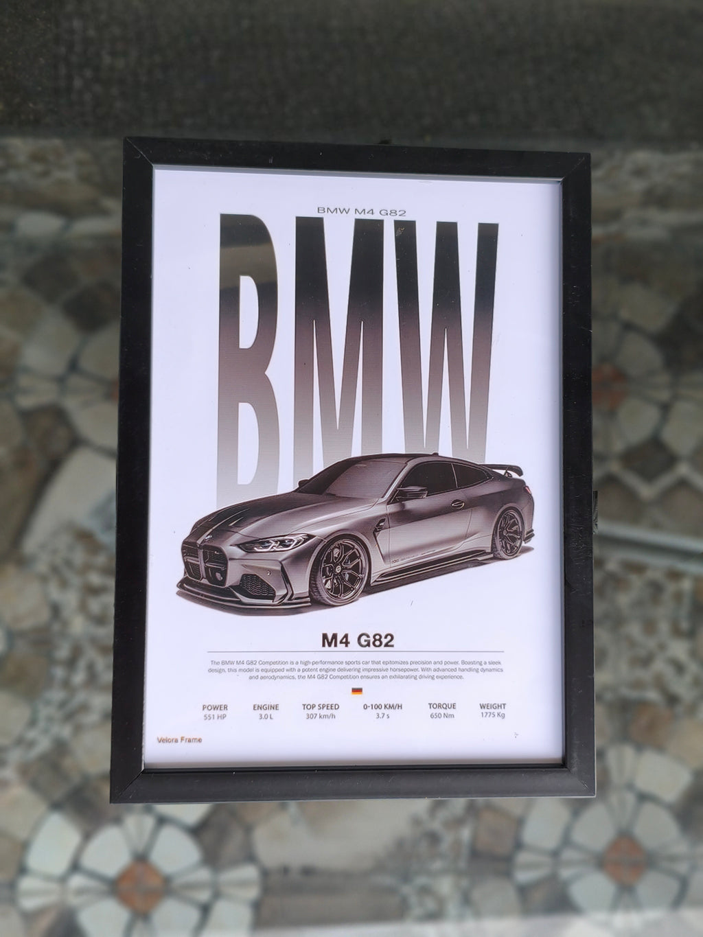 BMW M4 G82 Premium Wall Frame a4 size