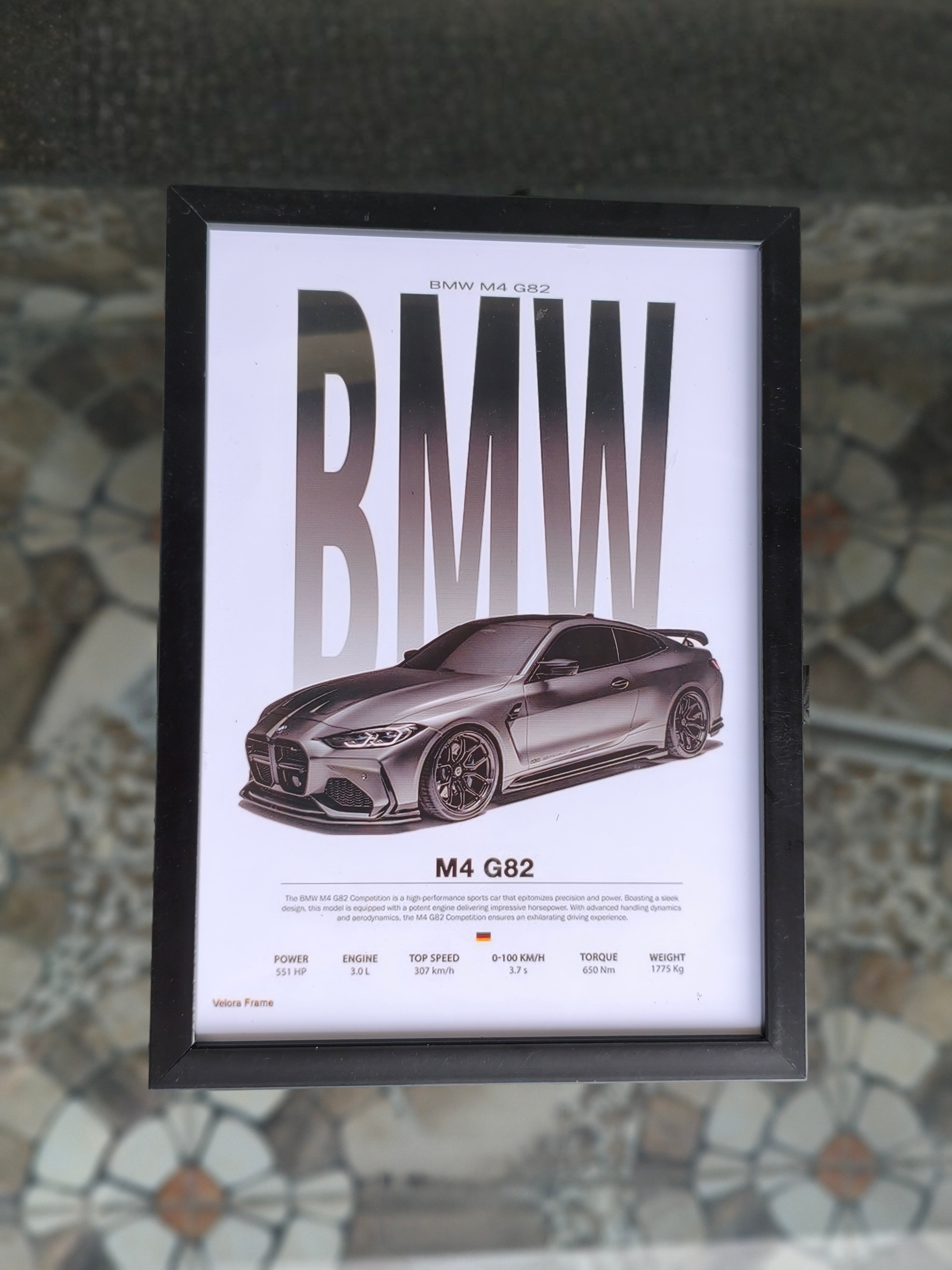 BMW M4 G82 Premium Wall Frame a4 size