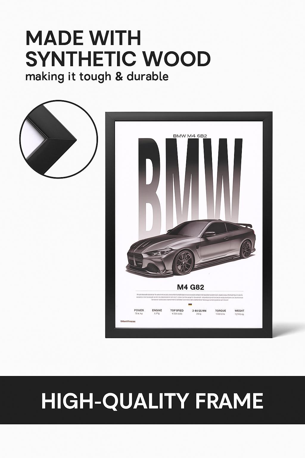 BMW M4 G82 Premium Wall Frame a4 size